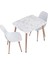 Yemek Masası Takımı Mutfak Masası 90X70 cm Ahşap Ayaklı Beyaz Masa 2 Adet Abant Beyaz Sandalye 2