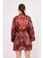 Saf Ipek Kısa Kimono Kaftan | Mandala Desen Kırmızı | Nomads Felt 3