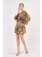 Saf Ipek Kısa Kimono Kaftan | Gold Desenli | Nomads Felt 2