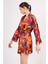 Saf Ipek Kısa Kimono Kaftan | Kandinsky Squares With Circles | Nomads Felt 1