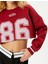 Baskılı Crop Sweatshirt Uzun Kollu Bisiklet Yaka Pamuklu 5