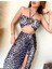 Leopar Crop Etekli Takım - Siyah Beyaz 3