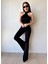 Taş Detaylı Crop Pantolon Takım - Siyah 3