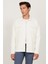 Erkek Ekru Oversize Fit Bol Kesim Klasik Yaka Pamuklu Desenli Gömlek Ceket 1