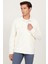 Erkek Ekru Oversize Fit Bol Kesim Klasik Yaka Pamuklu Desenli Gömlek Ceket 4