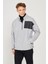 Erkek Gri Melanj Oversize Bol Kesim Dik Bato Yaka Cep Detaylı Fermuarlı Isı Tutan Polar Sweatshirt 4