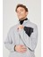 Erkek Gri Melanj Oversize Bol Kesim Dik Bato Yaka Cep Detaylı Fermuarlı Isı Tutan Polar Sweatshirt 5