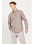 Erkek Bej Slim Fit Dar Kesim Düğmeli Yaka Flanel Oduncu Kışlık Gömlek 3