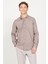 Erkek Bej Slim Fit Dar Kesim Düğmeli Yaka Flanel Oduncu Kışlık Gömlek 4