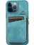 iPhone 14 Pro Maks Kart Çanta Tasarım Kickstand Cover Anti-Fall Pu Deri Kaplamalı Tpu Telefon Kılıfı El ve Omuz Kayış Yeşili (Yurt Dışından) 4