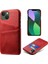iPhone 14 Için Damla Geçirmez Telefon Kasası Plus 6.7 Inç Pu Deri Kaplı Sert Pc Telefon Kabuğu Çift Kart Yuvaları-Kırmızı (Yurt Dışından) 1