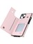 iPhone 14 Için Plus Fermuar Cep Kickstand Tasarım Koruyucu Kapak Çift Manyetik Düğmeler Pu Deri Kaplamalı Tpu Telefon Kılıfı Omuz Kayışı Pembe (Yurt Dışından) 3