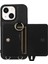 iPhone 14 Için Anti-Drop Kapağı Plus Kart Tutucu El Kayışı Deri+Tpu Telefon Kickstand Case Omuz Kayışı Black (Yurt Dışından) 2