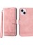 iPhone 14 Için Dierfeng Df-03 Plus Tam Koruma Deri Telefon Kılıf Hatları Baskılı Cüzdan Standı Stand Anti-Shock Telefon Kapak Pembe (Yurt Dışından) 1