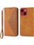 iPhone 14 Için Plus Baskı Için Rhombus Desen Telefon Stand Kapağı Buzağı Dokusu Pu Deri Kılıf Strap-Sarı ile Manyetik Cüzdan (Yurt Dışından) 1