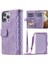 iPhone 14 Pro Max Için 6.7 Inç Damla Geçirmez Telefon Flip Cüzdan Kılıfı Pu Deri Deri Eşdendis Dokusu Fermuar Cep Anti-Çizgi Cep Telefonu Kapağı Strap-Murple ile (Yurt Dışından) 1