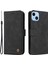 iPhone 14 Için Plus Tree Desen Donanım Dekoru Pu Deri Telefon Stand Cüzdan Vaka Çizgileri Strap-Black ile Şok Geçirmez Kapak (Yurt Dışından) 1