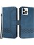 iPhone 14 Pro Max Için Max 6.7 Inç YX0010 Cilt Touch Rhombus Hatları Baskılı Telefon Kılıfı Pu Deri Stand Cüzdan Kapak-Dark Mavi (Yurt Dışından) 1