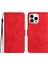 iPhone 14 Pro Max Cilt Touch Duygu Çizgileri Dekor Retro Pu Deri Stand Telefon Kapağı Çizelge Karşıtı Cüzdan-Kırmızı (Yurt Dışından) 1