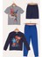4'lü Süper Man Baskılı Lacivert Tshirt Şort Pantolon Takım 1