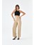 Kadın Deri Pantolon Beige 30634 3
