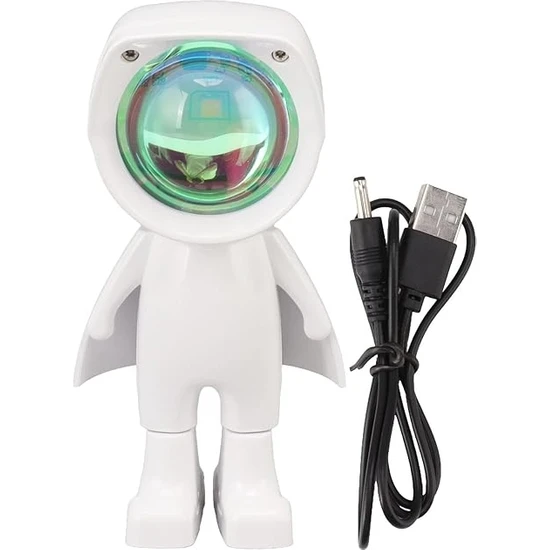 Mr Astronot Robot Gece Lambası, Sarı Işık Kaynağı, Kafa Dokunmatik Anahtarı, USB Şarj Edilebilir, 360 Derece Serbest Dönüş, LED Masa Lambası, Yatak Odası, Ofis, Masa, Oturma Odası