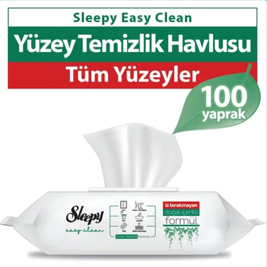 Sleepy Easy Clean Beyaz Sabun Katkılı Yüzey Temizlik Havlusu 100 Adet