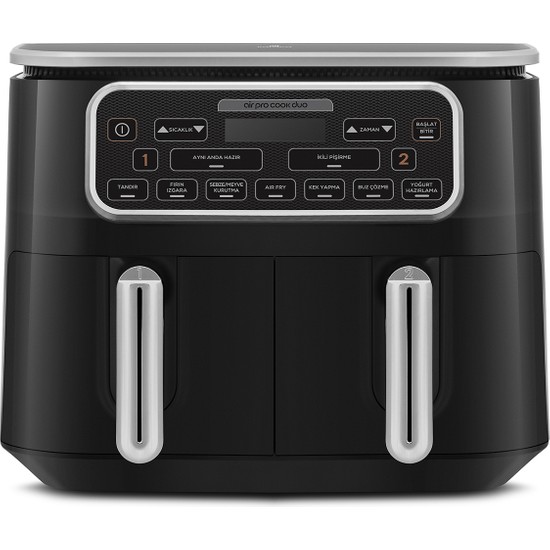 Karaca Air Pro Cook Duo Tandır Xxxl 4+4 Litre Airfryer Black Silver 8 Kişilik Fritöz