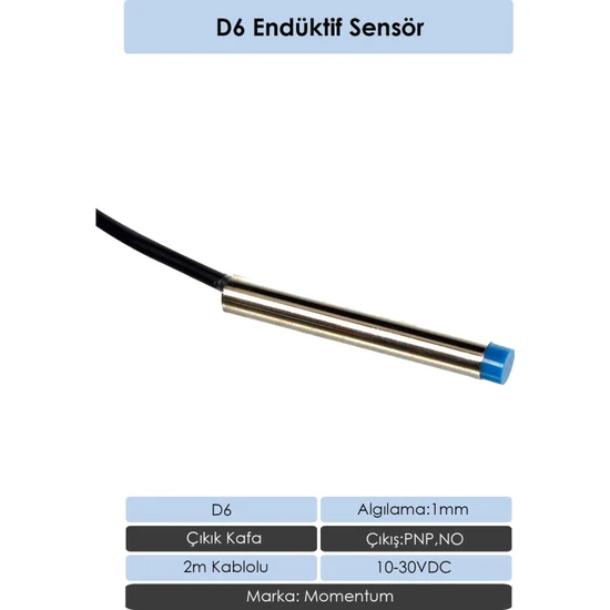 Momentum Sensör Endüktif D6 1 mm Çıkık Kafa 2m Kablo Pnp No LM6-3002PA