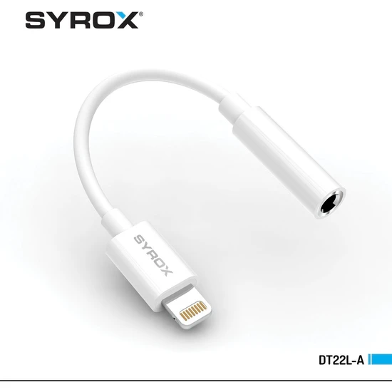 Syrox DT22L-A iphone Lightning To 3.5mm Jack Kulaklık Çevirici Aux Dönüştürücü Adaptör