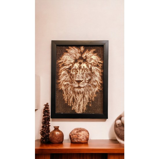 Picart 3D Aslan Temalı Ahşap Gravür Işleme (Çerçeveli) Fiyatı