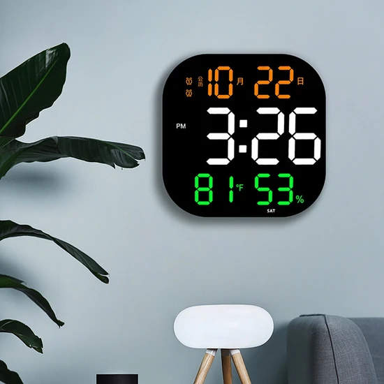 Hermoso 13 Inç Duvar Saati Parlaklığı Ayarlanabilir Rc LED Dijital Saat Dekor-C (Yurt Dışından)