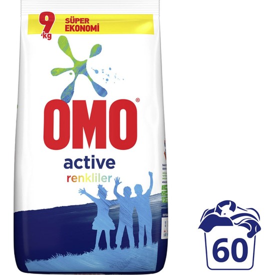 Omo Active Beyazlar & Renkliler Toz Deterjanı 9 KG 60 Yıkama Konsantre Formül ile Etkili Temizlik
