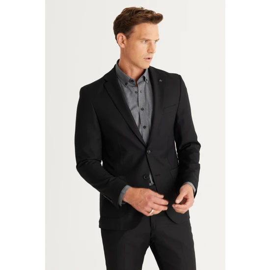 ALTINYILDIZ CLASSICS Altınyıldız Classics Normal Bel Extra Slim Siyah Erkek Takım Elbise 4A3024100016