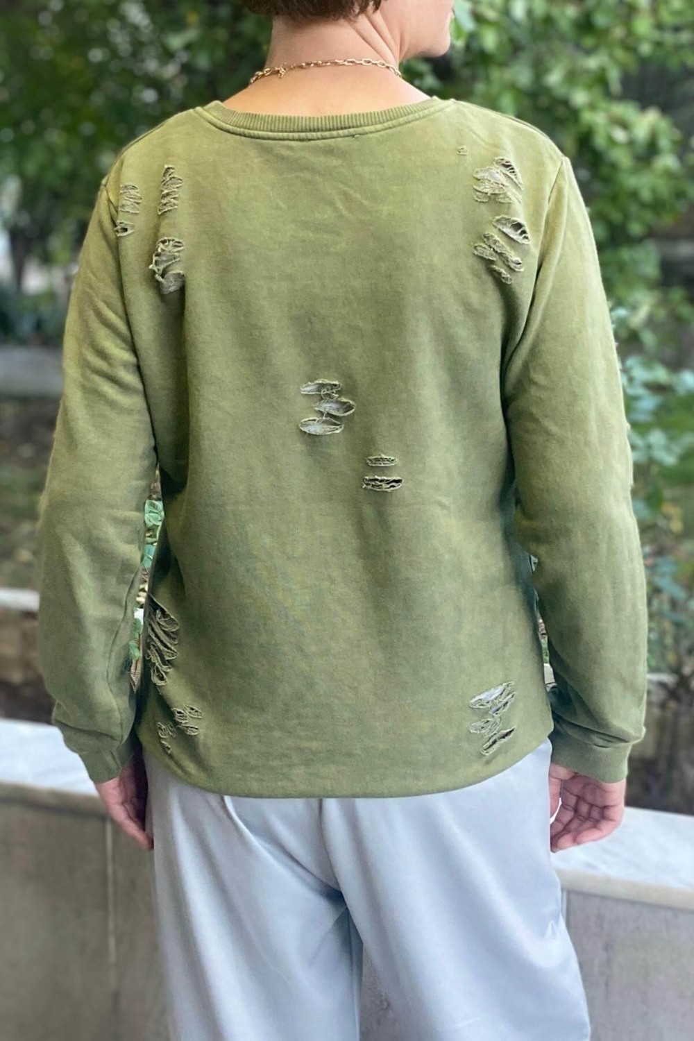 Mia Butik Kadın Haki Kaplan Desenli Sweat görsel 5