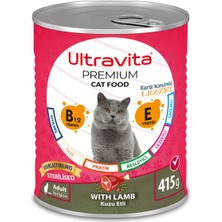 Ultravita Premium Yüksek Proteinli Sterilised Kısırlaştırılmış Kuzu Etli Konserve Yaş Kedi Maması 415GRX24ADET