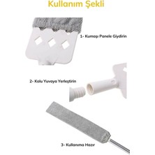 Manosta  (+ 1 Yedekli ) Mikrofiber Başlıklı Girintili Yüzey Dip Köşe Raf Temizleme Mopu Toz Alma Fırçası