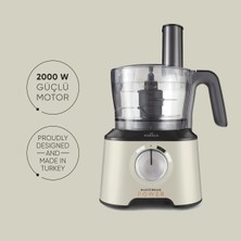 Karaca Mastermaid Power Essential Soft Cream Mutfak Robotu, Blender Seti, 4 Kanatlı Doğrayıcı 2000W