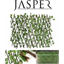 JASPER Yapay Çit Çiçek Geniş Yaprak Akordiyon Çit 120 cm x 3M Yapay Sarmaşıkduvar Balkon Bahçe Dekoru
