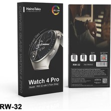 Byrist Hainoteko Rw-32 Kavisli Curved Amoled Ekran Metal+Deri+Silikon Kordonlu Watch 4 Pro Akıllı Saat