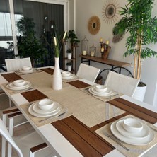 Desenİzmir Gri Işlemeli Linen Keten Amerikan Servis 6' Lı