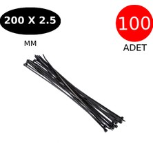 Tek-İş Plastik Kablo Bağı Cırt Kelepçe 200 mm x 2.5 mm Siyah 100 Adet