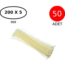 Tek-İş Plastik Kablo Bağı Cırt Kelepçe 200 mm x 5 mm Beyaz 50 Adet