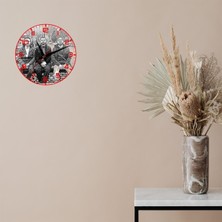 Hediye Vakti Kişiye Özel Karakalem Fotoğraflı Cam Duvar Saati