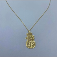 Gökdeniz 925 Yılbaşı Tasarım Kardan Adam 925 Ayar Gümüş Hediyelik Kolye