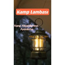 Shufa - Nostaljik Işığı Ayarlanabilir USB Şarjlı Ledli Kamp Lambası