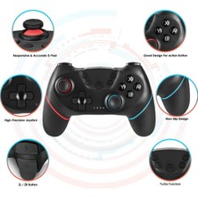 Fsfyb Nintendo Switch Için Kumanda, Dual Shock Titreşimli ve Turbo Fonksiyonlu Switch Için Kablosuz Gamepad Joystick Jiroskop Oyun Denetleyicisi,beyaz ve Siyah (Yurt Dışından)