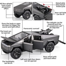 Fsfyb Erkek Çocuk Oyuncak Kamyonet 1/24CYBERTRUCK Döküm Metal Model Araba, Sesli ve Işıklı, Geri Çekilebilir, 3 Yaş ve Üzeri Çocuklara Doğum Günü Hediyesi Olarak Uygun (Gri, Plaj Motosik (Yurt Dışından)