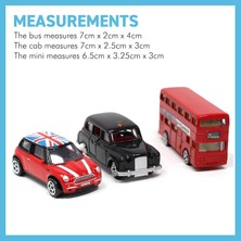 Fsfyb Üçlü Dıecast Ikonik Londra Oyuncak Araba Seti Klasik Routemaster Model Otobüs, Siyah Taksi Cab ve Mini'yi Içerir | Ingiliz Temalı Ambalaj (Yurt Dışından)