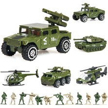 Fsfyb 18 Paket Döküm Askeri Araç Setleri, 6 Paket Muhtelif Alaşım Metal Model Araba Oyuncakları ve 12 Paket Asker Ordu Adamları, Mini Ordu Oyuncak Tankı, Panzer, Hava Savunma Aracı, Çocu (Yurt Dışından)